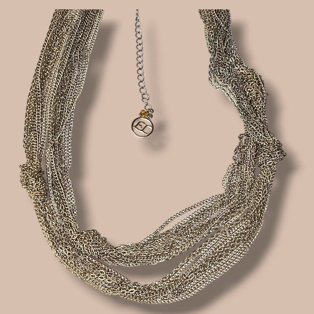 Erica‎ Lyons Gold Tone Multi Chain Knotted Station Necklace 40"-44" - Picture 6 of 6